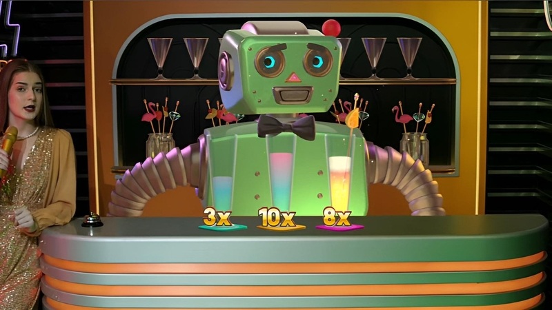 3 verres remplis sur le comptoir servis par le barman robot